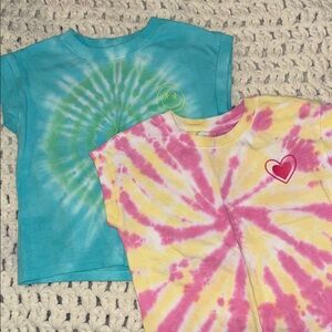 Cat & Jack Tie-Dye Short Sleeve Tees - Turquoise & Pink/Yellow